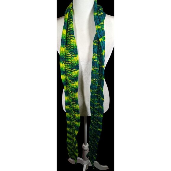 Handmade Cybergoth Dragon Blue Yellow And Neon Green Scarf - Picture 3 of 7